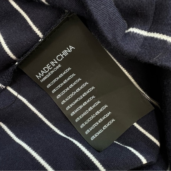 Club Monaco NWT Galora Navy Blue Striped Cotton Modal Dress Size M - Picture 13 of 13